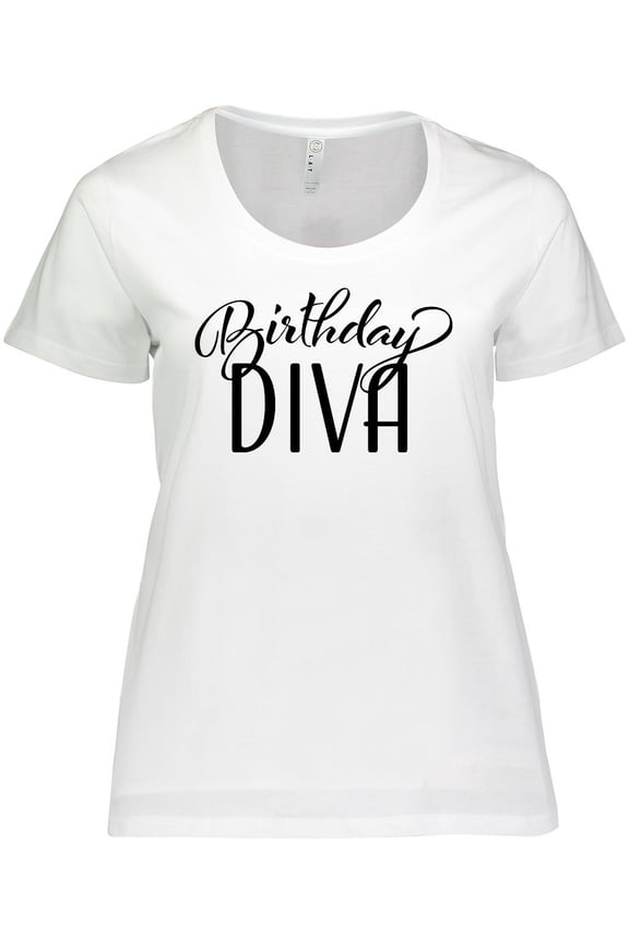 Birthday Diva in Black Women's Plus Size T-Shirt