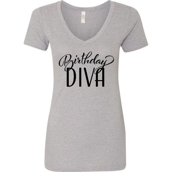 Inktastic Birthday Diva in Black Women's V-Neck T-Shirt