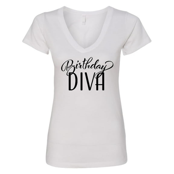 Inktastic Birthday Diva in Black Women's V-Neck T-Shirt