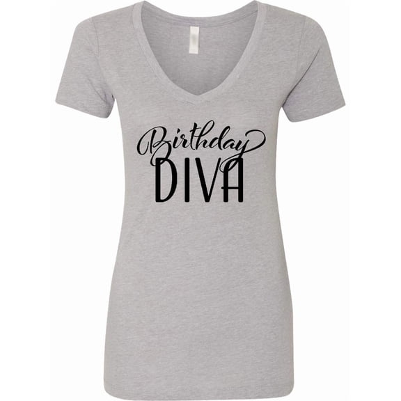 Inktastic Birthday Diva in Black Women's V-Neck T-Shirt