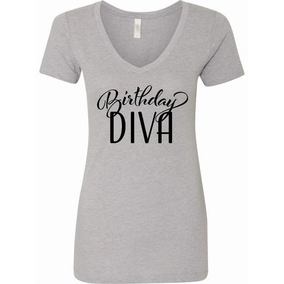 Inktastic Birthday Diva in Black Women's V-Neck T-Shirt
