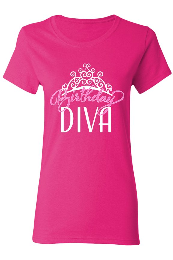 Birthday Diva in Pink with Tiara Women's T-Shirt
