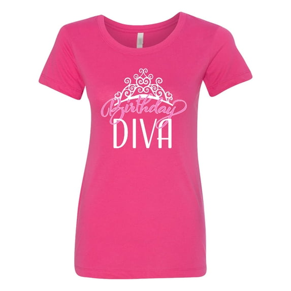Inktastic Birthday Diva in Pink with Tiara Women's T-Shirt