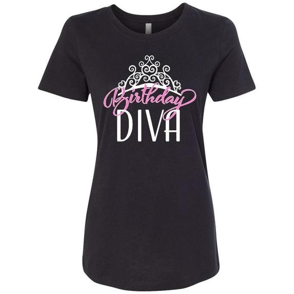 Inktastic Birthday Diva in Pink with Tiara Women's T-Shirt