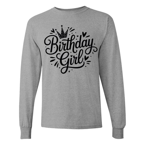 Inktastic Birthday Girl Crown Celebration Long Sleeve T-Shirt