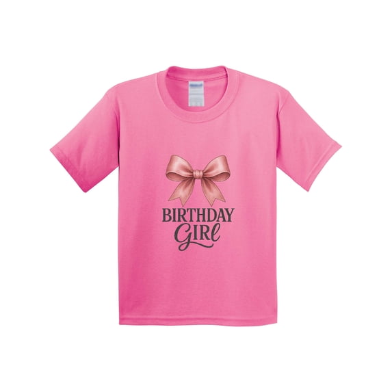 Inktastic Birthday Girl Pink Bow Youth T-Shirt