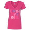 thumbnail image 1 of Inktastic Birthday Girl Pink Purple Ombre Women's V-Neck T-Shirt, 1 of 5