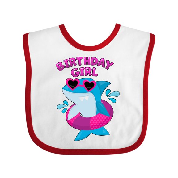 Inktastic Birthday Girl Shark Pool Party Girls Baby Bib