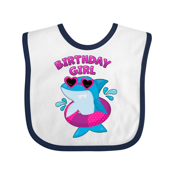 Inktastic Birthday Girl Shark Pool Party Girls Baby Bib