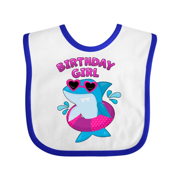 Inktastic Birthday Girl Shark Pool Party Girls Baby Bib