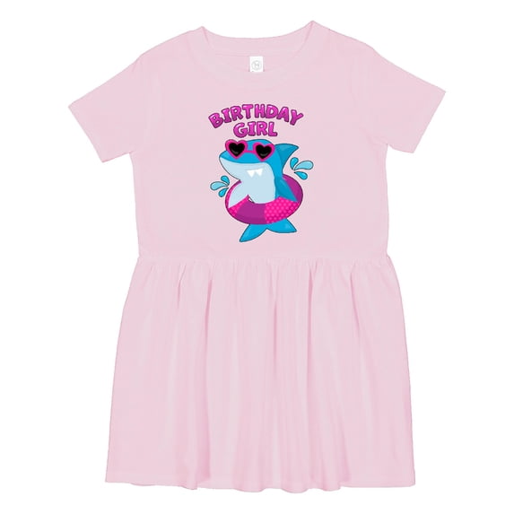 Inktastic Birthday Girl Shark Pool Party Girls Toddler Dress