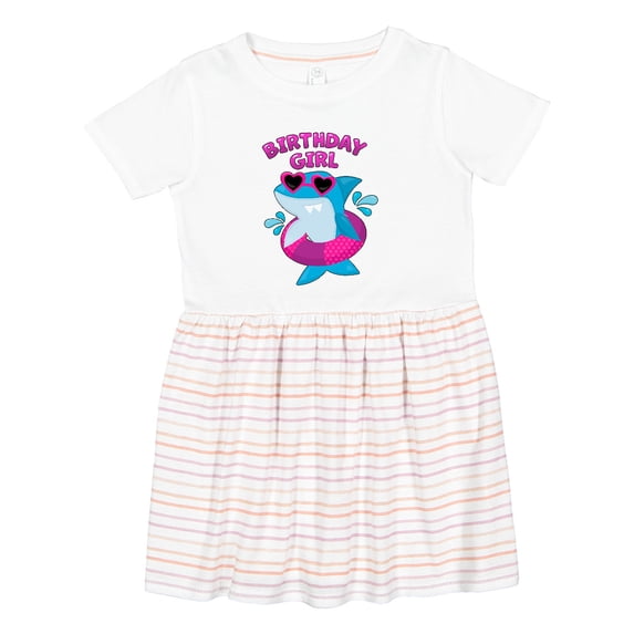 Inktastic Birthday Girl Shark Pool Party Girls Toddler Dress