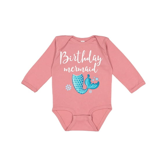 Inktastic Birthday Mermaid Girls Party Gift Girls Long Sleeve Baby Bodysuit