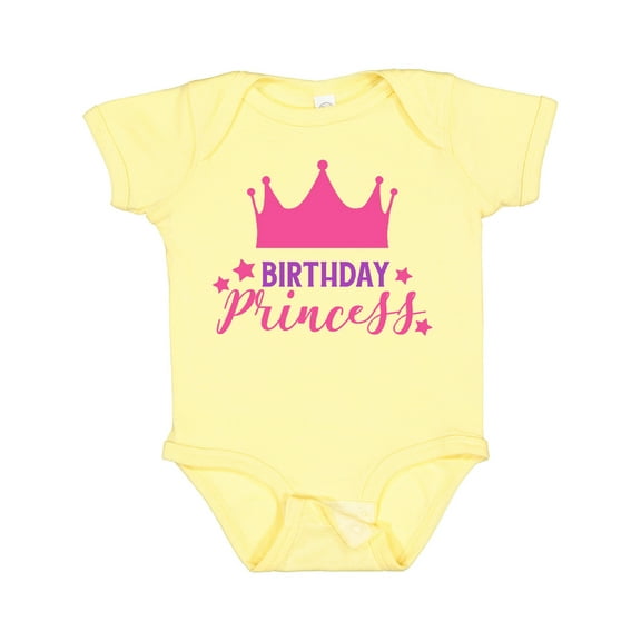 Inktastic Birthday Princess, Crown, Stars - Pink Purple Girls Baby Bodysuit