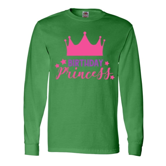 Inktastic Birthday Princess, Crown, Stars - Pink Purple Long Sleeve T-Shirt