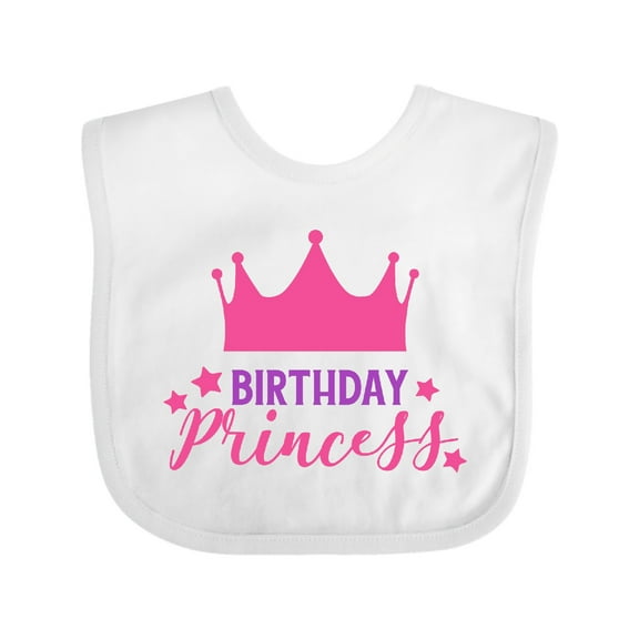 Inktastic Birthday Princess, Little Princess, Crown, Stars Girls Baby Bib