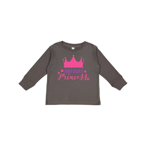 Inktastic Birthday Princess, Little Princess, Crown, Stars Girls Long Sleeve Toddler T-Shirt