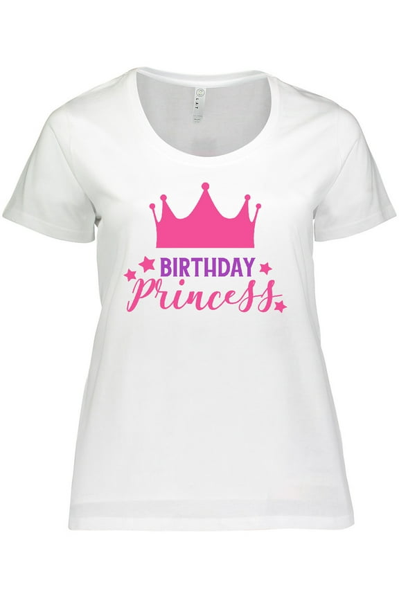 Birthday Princess, Little Princess, Crown, Stars Women's Plus Size T-Shirt