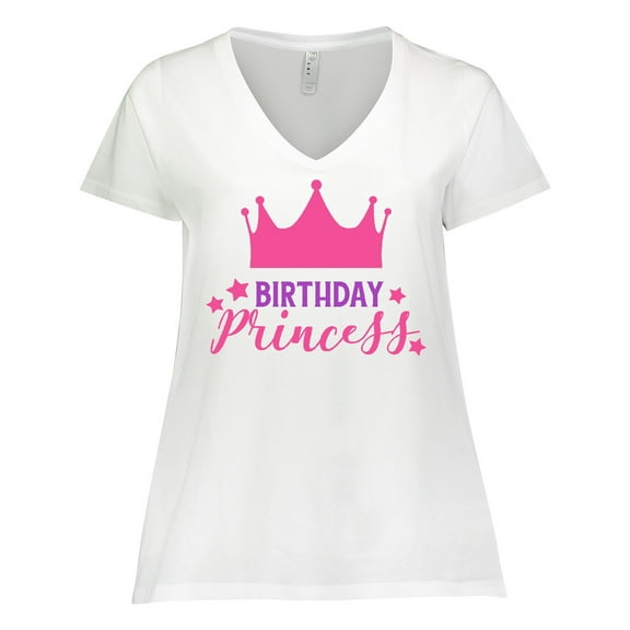 Inktastic Birthday Princess, Little Princess, Crown, Stars Women's Plus Size V-Neck T-Shirt