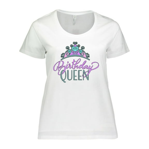 Inktastic Birthday Queen with Pink and Purple Tiara Women's Plus Size T-Shirt