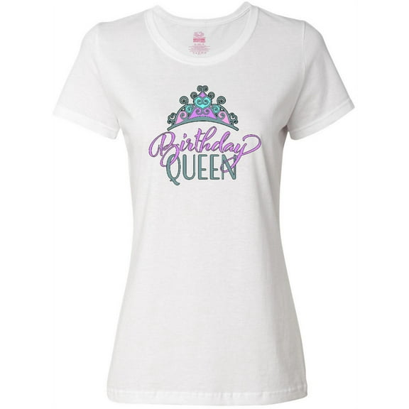 Inktastic Birthday Queen with Pink and Purple Tiara Women's T-Shirt