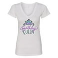 thumbnail image 1 of Inktastic Birthday Queen with Pink and Purple Tiara Women's V-Neck T-Shirt, 1 of 5