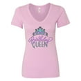 thumbnail image 1 of Inktastic Birthday Queen with Pink and Purple Tiara Women's V-Neck T-Shirt, 1 of 5