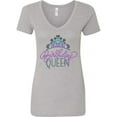 thumbnail image 1 of Inktastic Birthday Queen with Pink and Purple Tiara Women's V-Neck T-Shirt, 1 of 5
