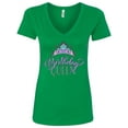 thumbnail image 1 of Inktastic Birthday Queen with Pink and Purple Tiara Women's V-Neck T-Shirt, 1 of 5
