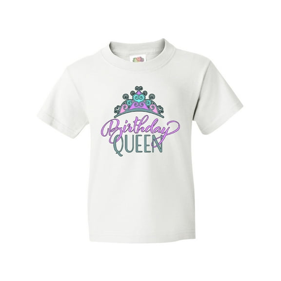 Inktastic Birthday Queen with Pink and Purple Tiara Youth T-Shirt