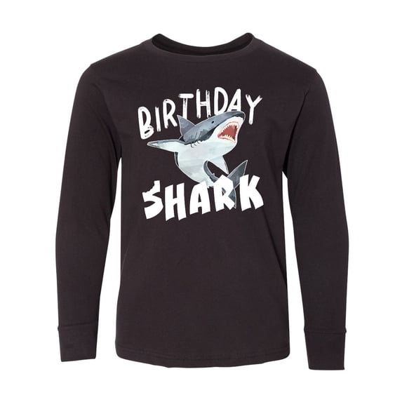 Inktastic Birthday Shark Long Sleeve Youth T-Shirt