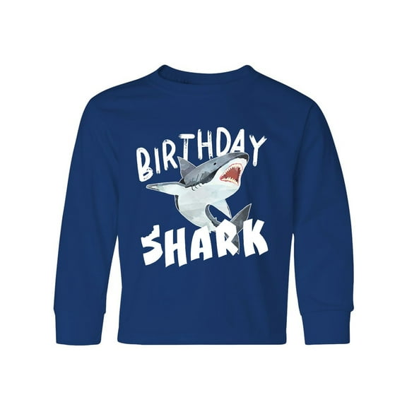 Inktastic Birthday Shark Long Sleeve Youth T-Shirt