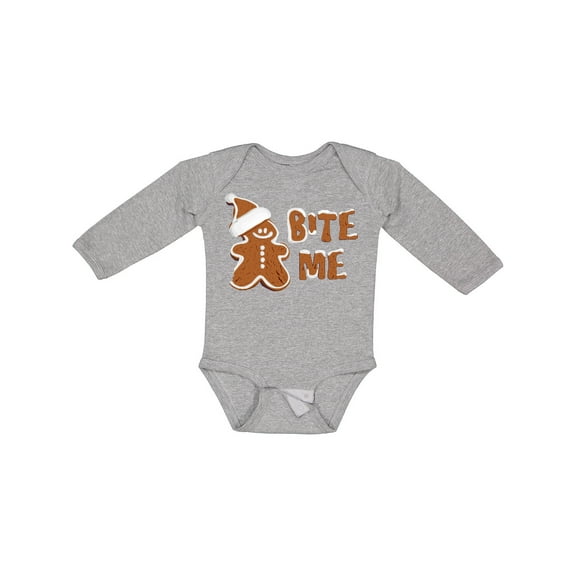 Inktastic Bite Me Gingerbread Boys or Girls Long Sleeve Baby Bodysuit