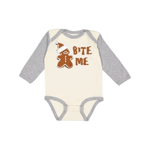 Inktastic Bite Me Gingerbread Boys or Girls Long Sleeve Baby Bodysuit