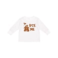 thumbnail image 1 of Inktastic Bite Me Gingerbread Boys or Girls Long Sleeve Toddler T-Shirt, 1 of 5