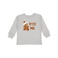 thumbnail image 1 of Inktastic Bite Me Gingerbread Boys or Girls Long Sleeve Toddler T-Shirt, 1 of 5