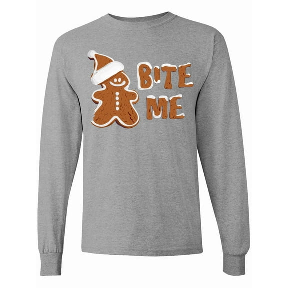 Inktastic Bite Me Gingerbread Long Sleeve T-Shirt