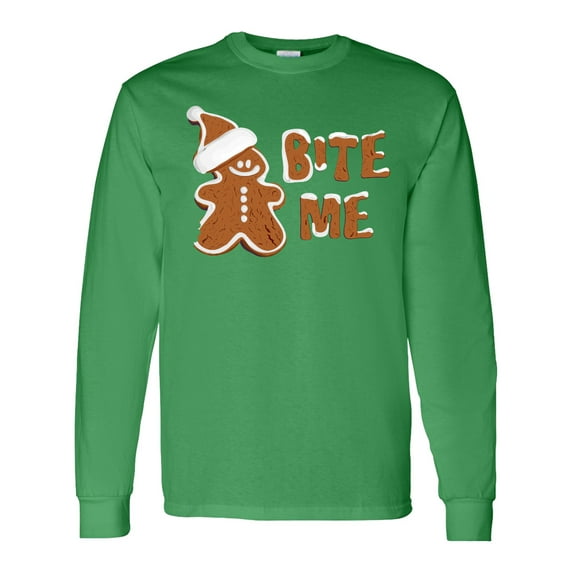 Inktastic Bite Me Gingerbread Long Sleeve T-Shirt
