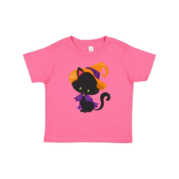 Inktastic Black Cat, Cat Wearing Witch Hat, Halloween Boys or Girls Baby T-Shirt