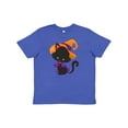 thumbnail image 1 of Inktastic Black Cat, Cat Wearing Witch Hat, Halloween Youth T-Shirt, 1 of 5