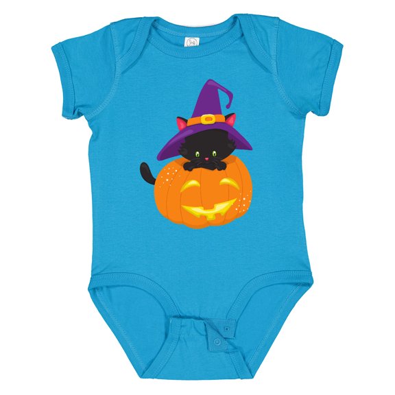 Inktastic Black Cat, Pumpkin, Cat With Witch Hat, Halloween Boys or Girls Baby Bodysuit