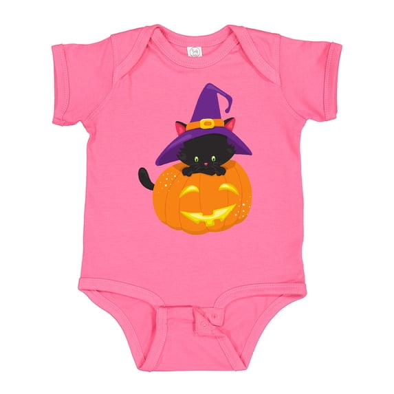 Inktastic Black Cat, Pumpkin, Cat With Witch Hat, Halloween Boys or Girls Baby Bodysuit