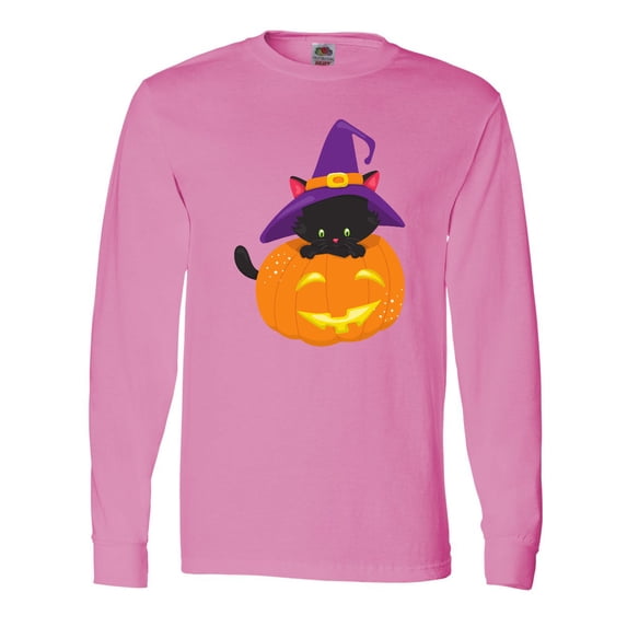 Inktastic Black Cat, Pumpkin, Cat With Witch Hat, Halloween Long Sleeve T-Shirt