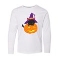 thumbnail image 1 of Inktastic Black Cat, Pumpkin, Cat With Witch Hat, Halloween Long Sleeve Youth T-Shirt, 1 of 5