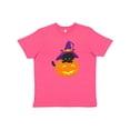 thumbnail image 1 of Inktastic Black Cat, Pumpkin, Cat With Witch Hat, Halloween Youth T-Shirt, 1 of 5