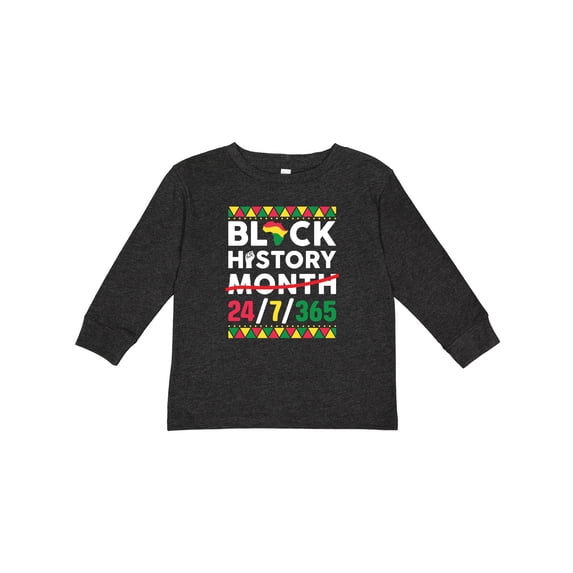 Inktastic Black History 24 7 365 Men Women Kids Black History Month Boys or Girls Long Sleeve Toddler T-Shirt
