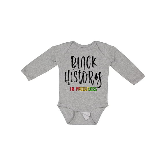 Inktastic Black History In Progress Boys or Girls Long Sleeve Baby Bodysuit