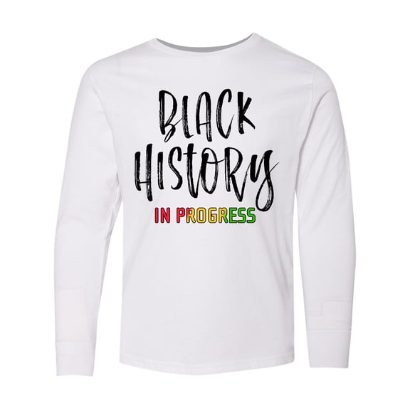 Inktastic Black History In Progress Long Sleeve Youth T-Shirt
