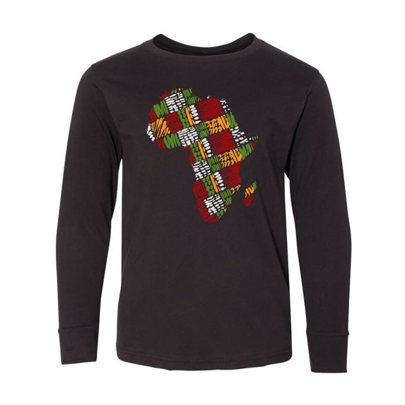 Inktastic Black History Month Africa in Handmade Textile Fabric Long Sleeve Youth T-Shirt