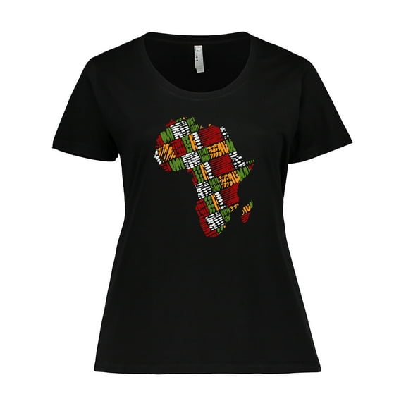 Inktastic Black History Month Africa in Handmade Textile Fabric Women's Plus Size T-Shirt
